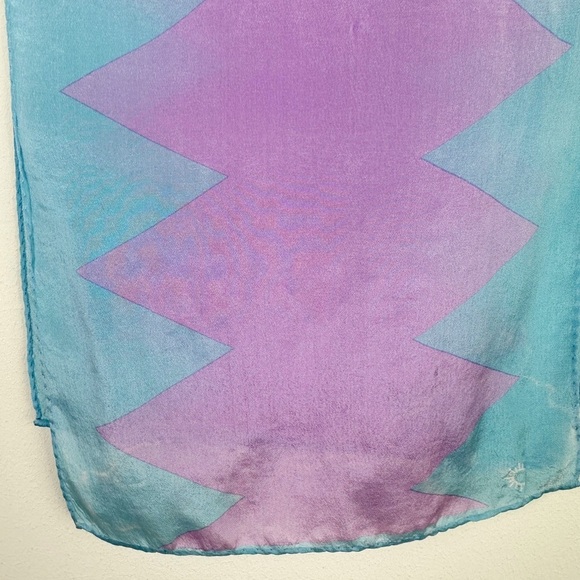 Vintage Blue & Purple Zig Zag Silk Scarf - Picture 5 of 10